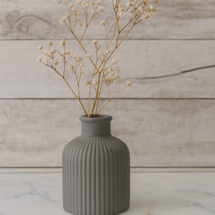 Textured vase grey